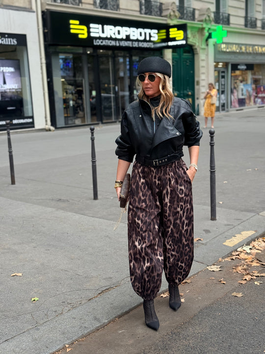 Veste similicuir cintré à la taille 8473 Noir