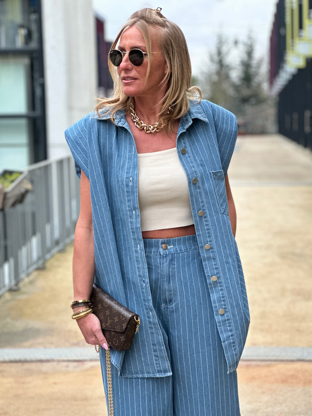 Ensemble jean rayure Bleu claire  / Tiago