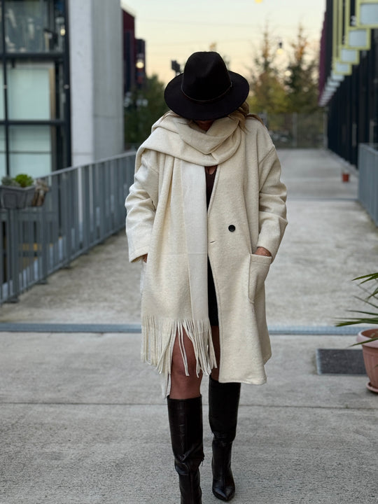 Manteau écharpe frange 5533