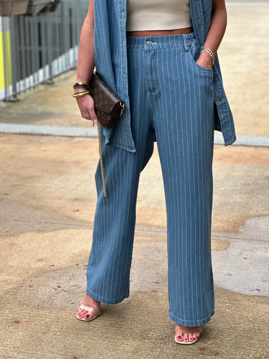Ensemble jean rayure Bleu claire  / Tiago