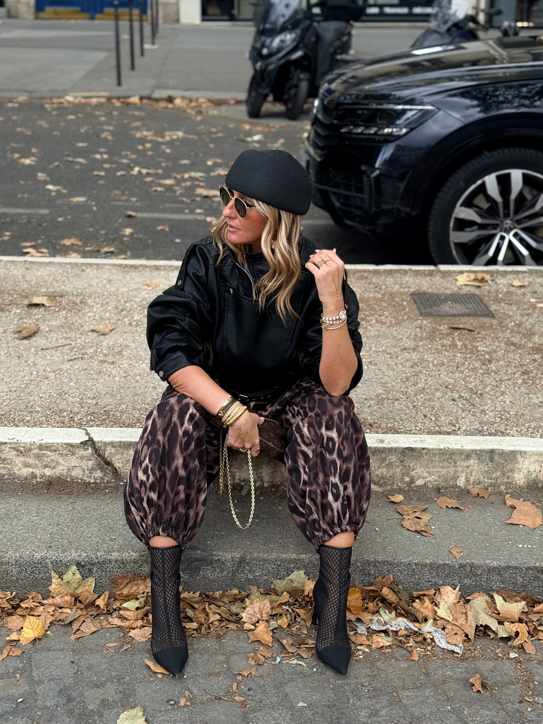Veste similicuir cintré à la taille 8473 Noir