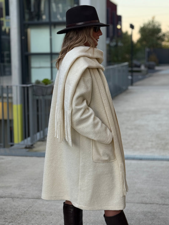 Manteau écharpe frange 5533