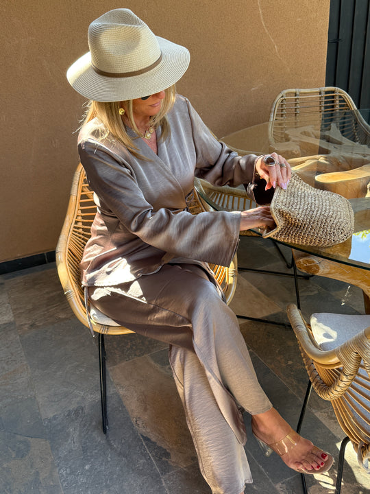 Ensemble satin blouse + pantalon SOFIA