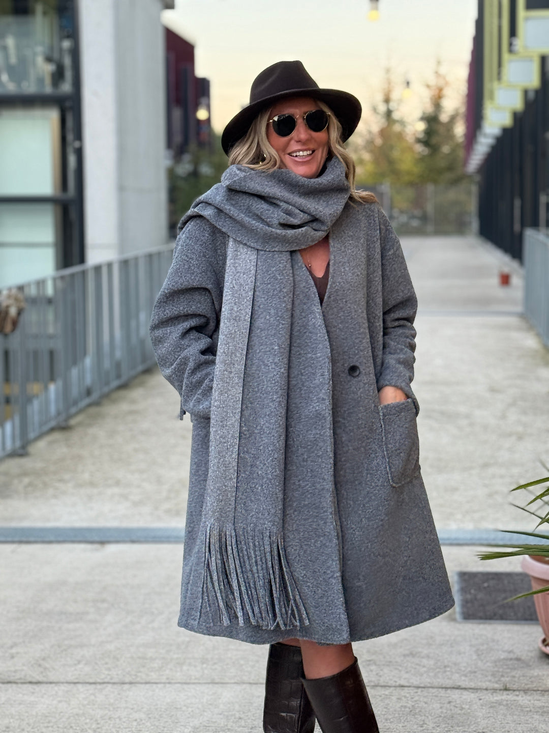 Manteau écharpe frange 5533