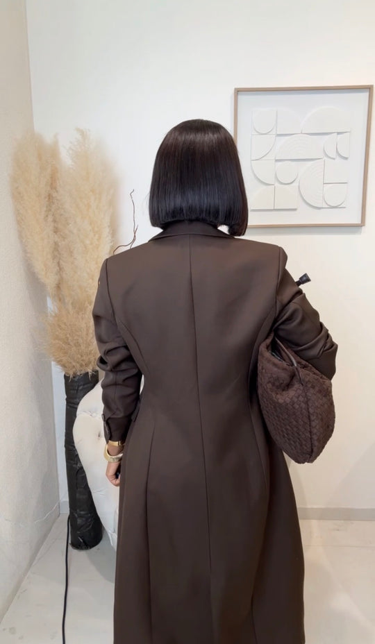 Manteau blazer long cintré 7054 Choco