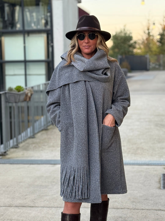 Manteau écharpe frange 5533