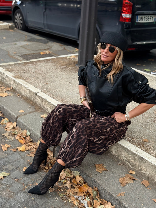 Veste similicuir cintré à la taille 8473 Noir