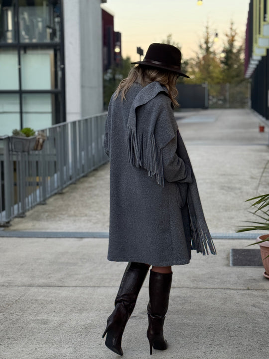 Manteau écharpe frange 5533