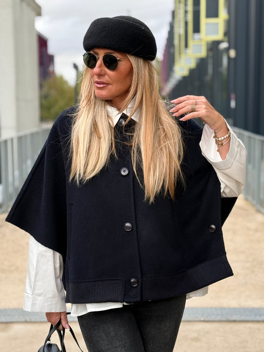Veste laine bleu marine sy815