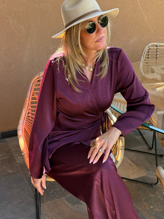 Ensemble satin blouse + pantalon SOFIA