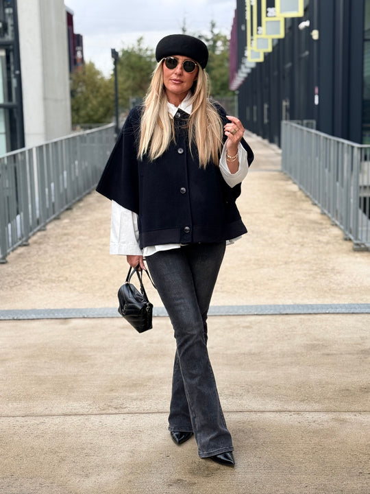 Veste laine bleu marine sy815