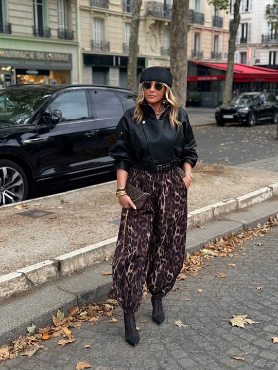 Veste similicuir cintré à la taille 8473 Noir