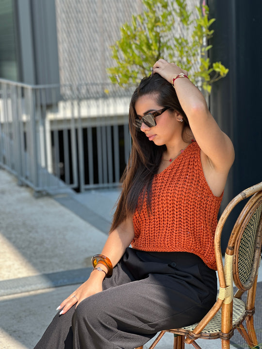 Pull sans manches strass 6024