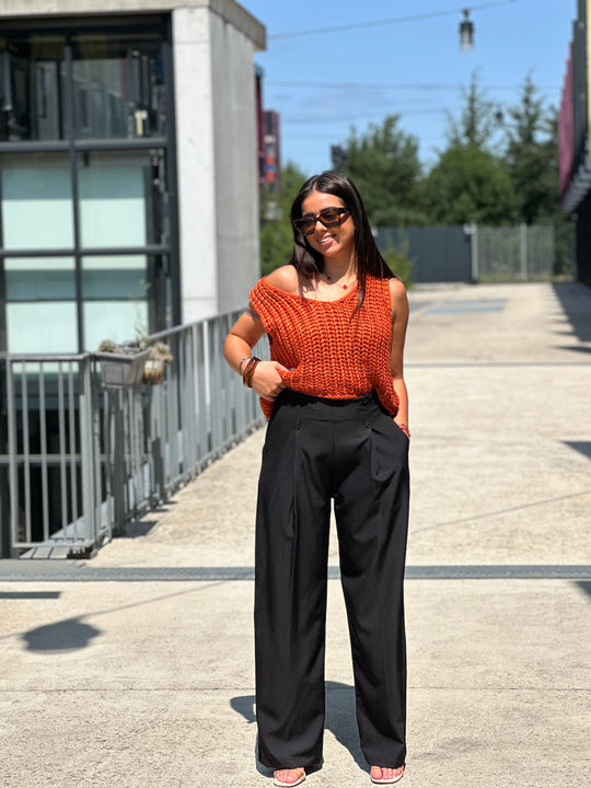 Pantalon à pince noir M765