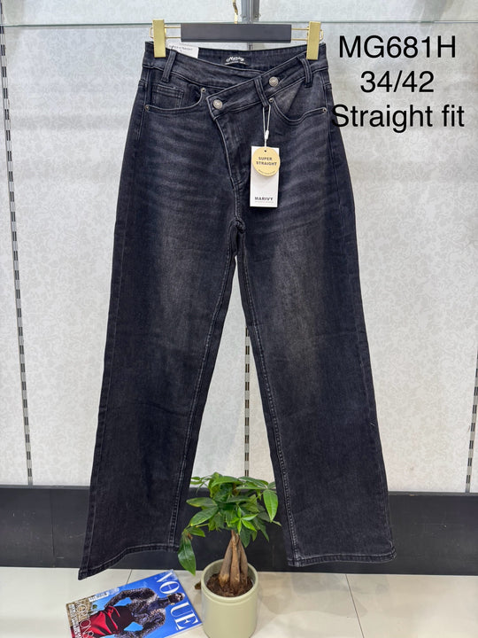 Jean Taille Asymétrique Gris foncé  MG681