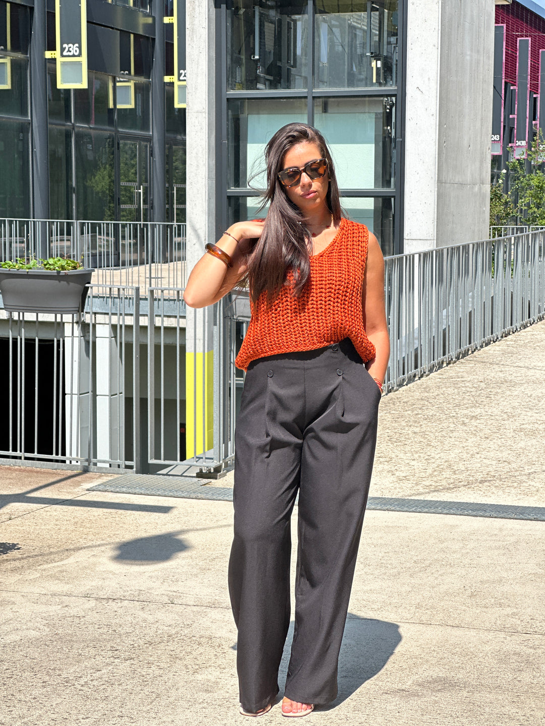 Pantalon à pince noir M765