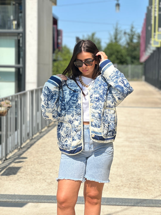 Veste matelassé imprimé Bleu 3137