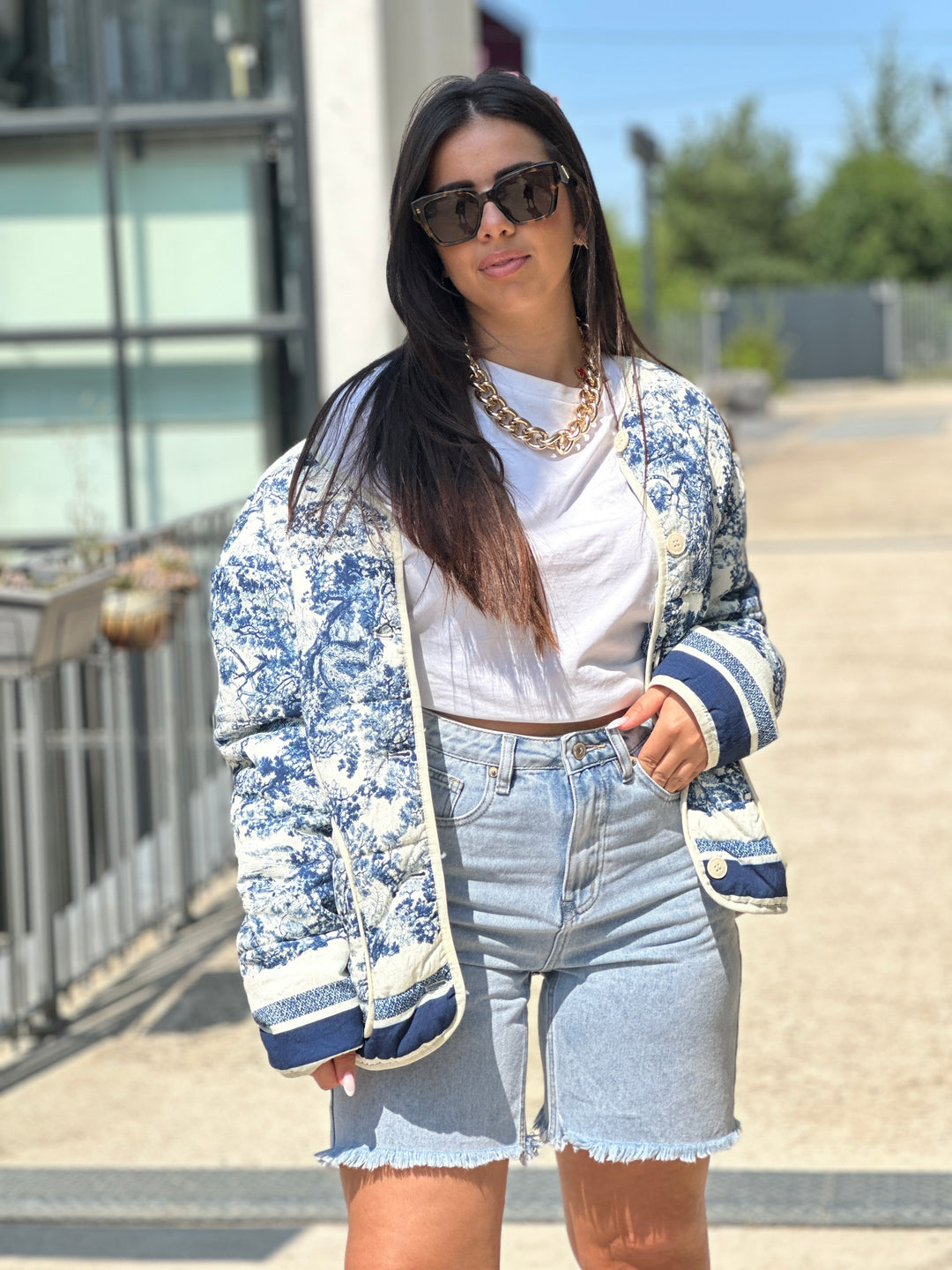 Veste matelassé imprimé Bleu 3137