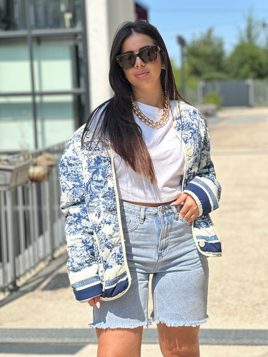 Veste matelassé imprimé Bleu 3137