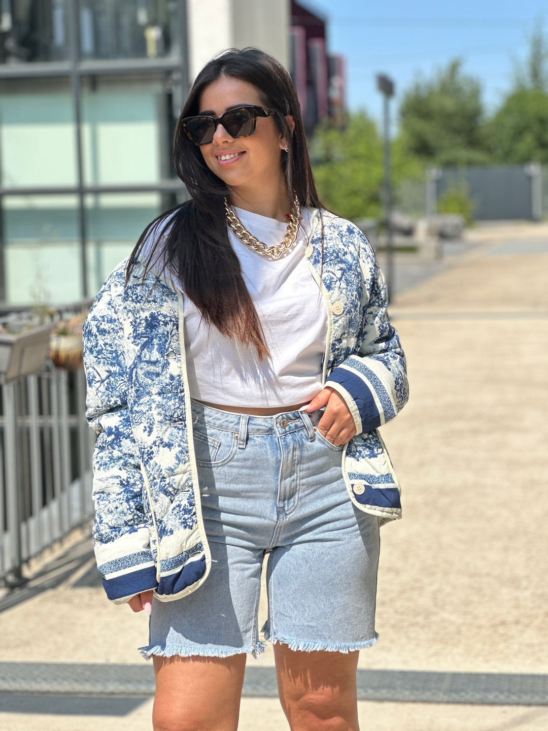 Veste matelassé imprimé Bleu 3137