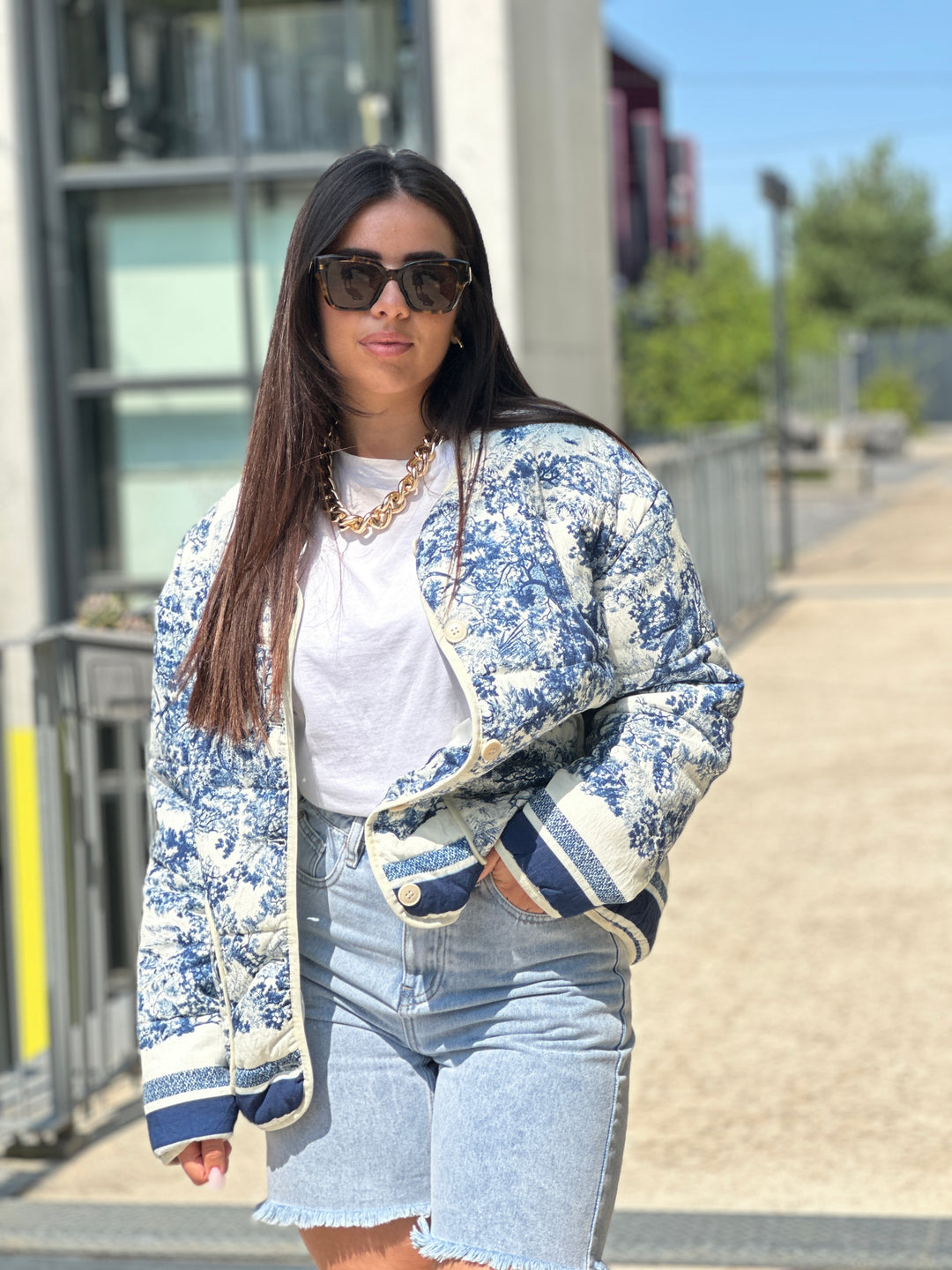 Veste matelassé imprimé Bleu 3137