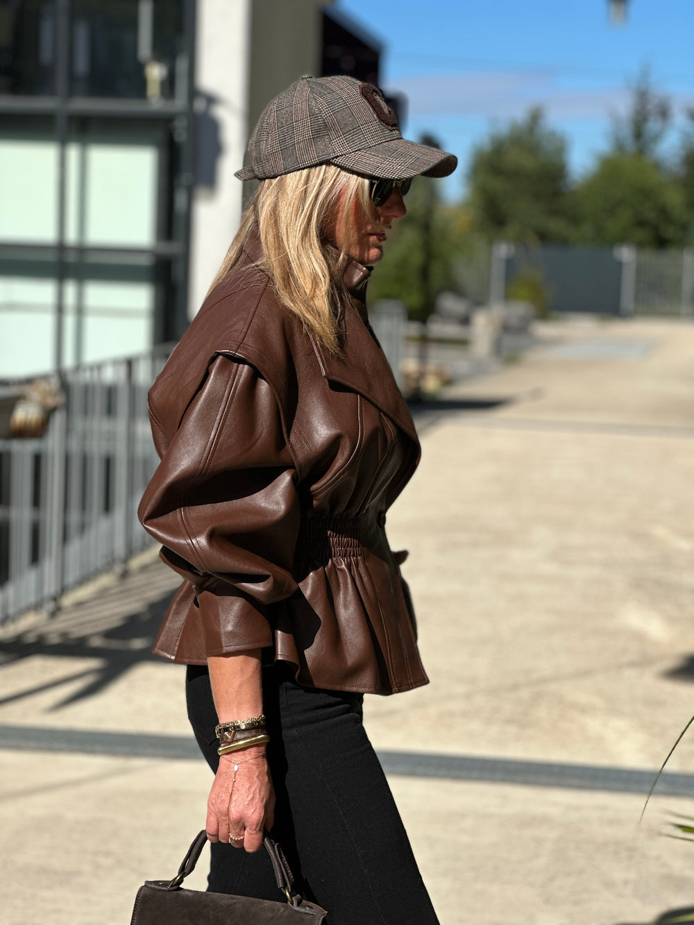 Veste similicuir cintré Emilie Choco PU10331