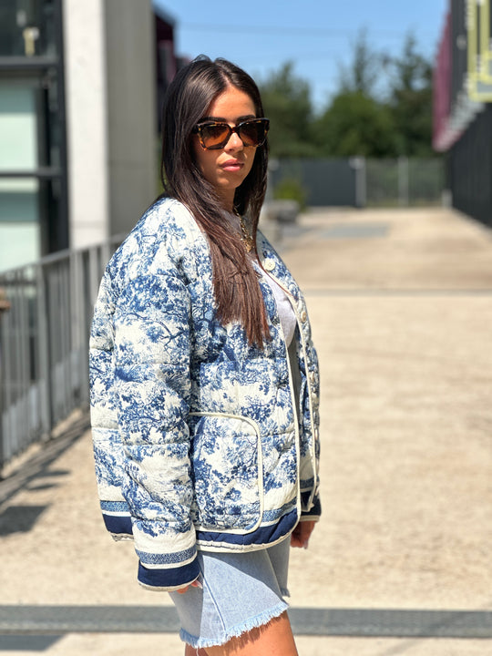 Veste matelassé imprimé Bleu 3137
