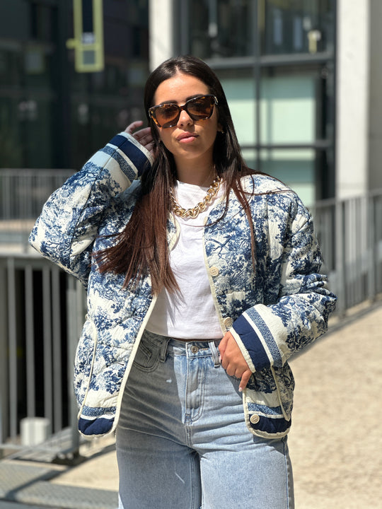 Veste matelassé imprimé Bleu 3137