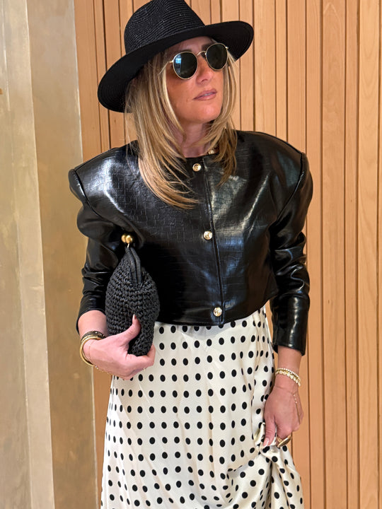 Veste similicuir courte noire 12916