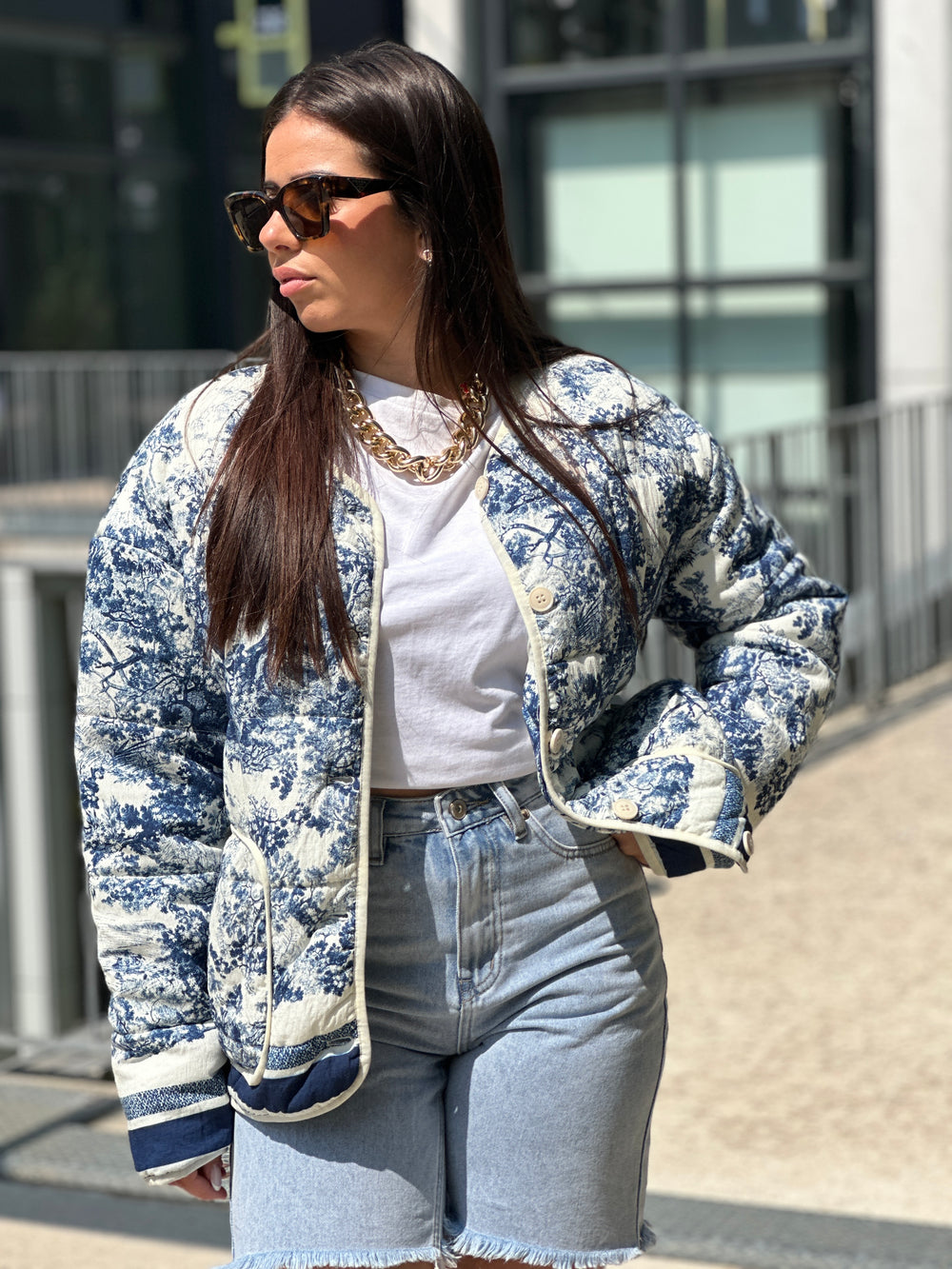 Veste matelassé imprimé Bleu 3137