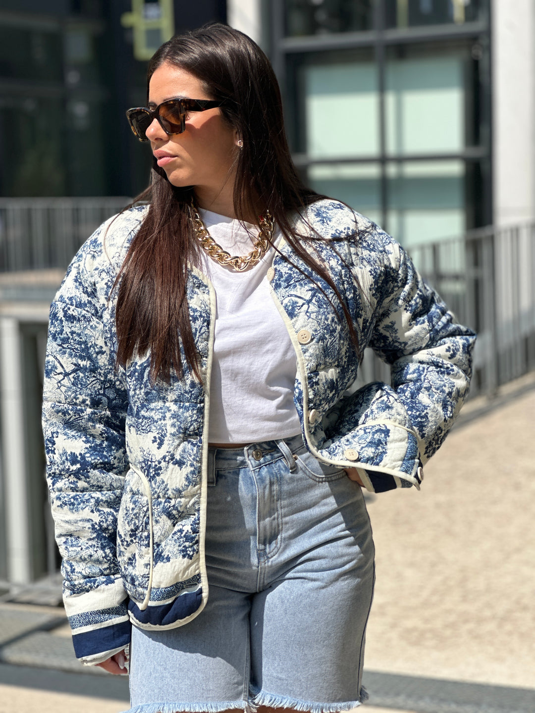Veste matelassé imprimé Bleu 3137