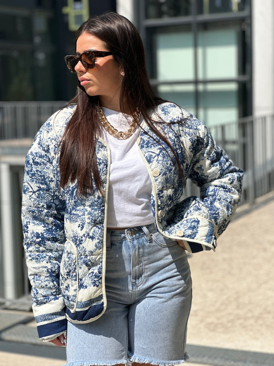 Veste matelassé imprimé Bleu 3137