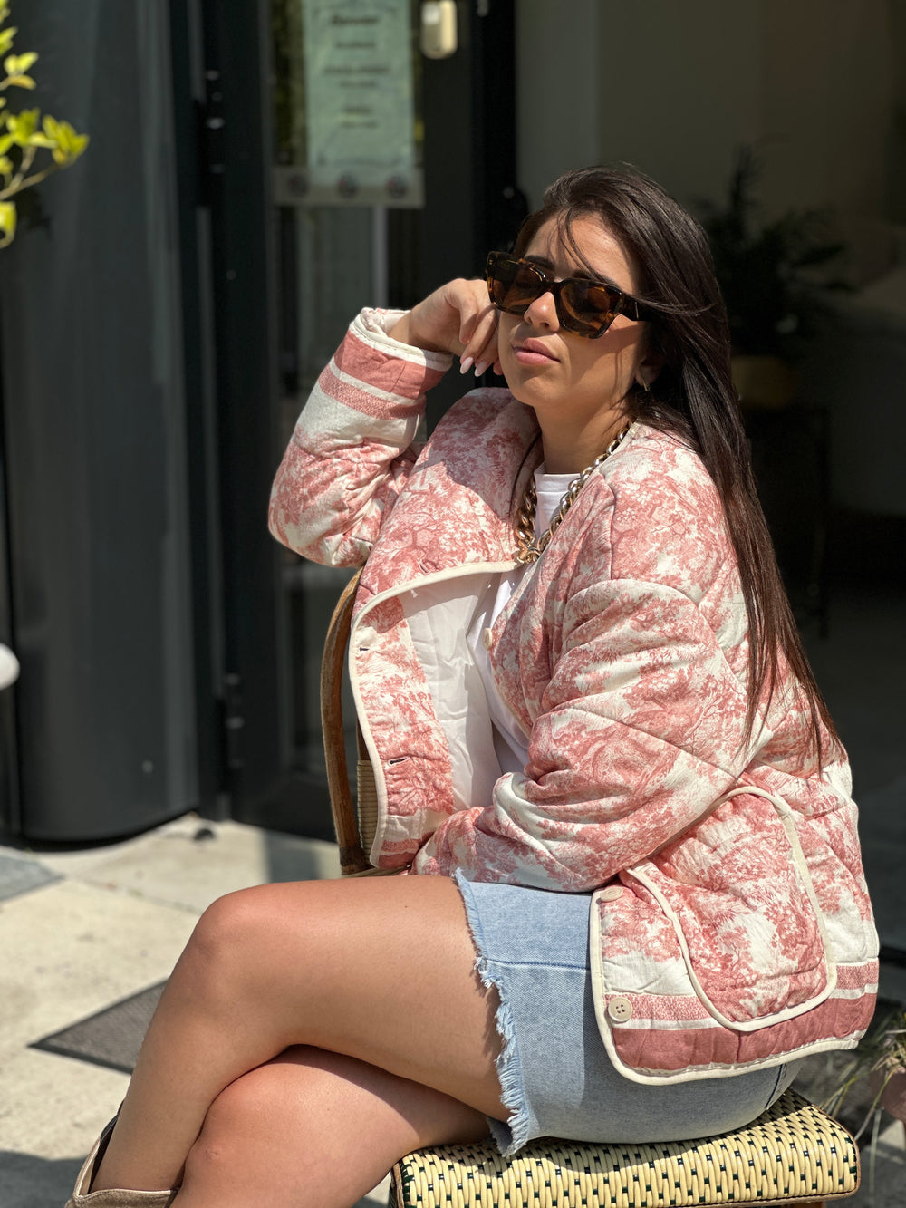 Veste matelassé imprimé Rose 3137