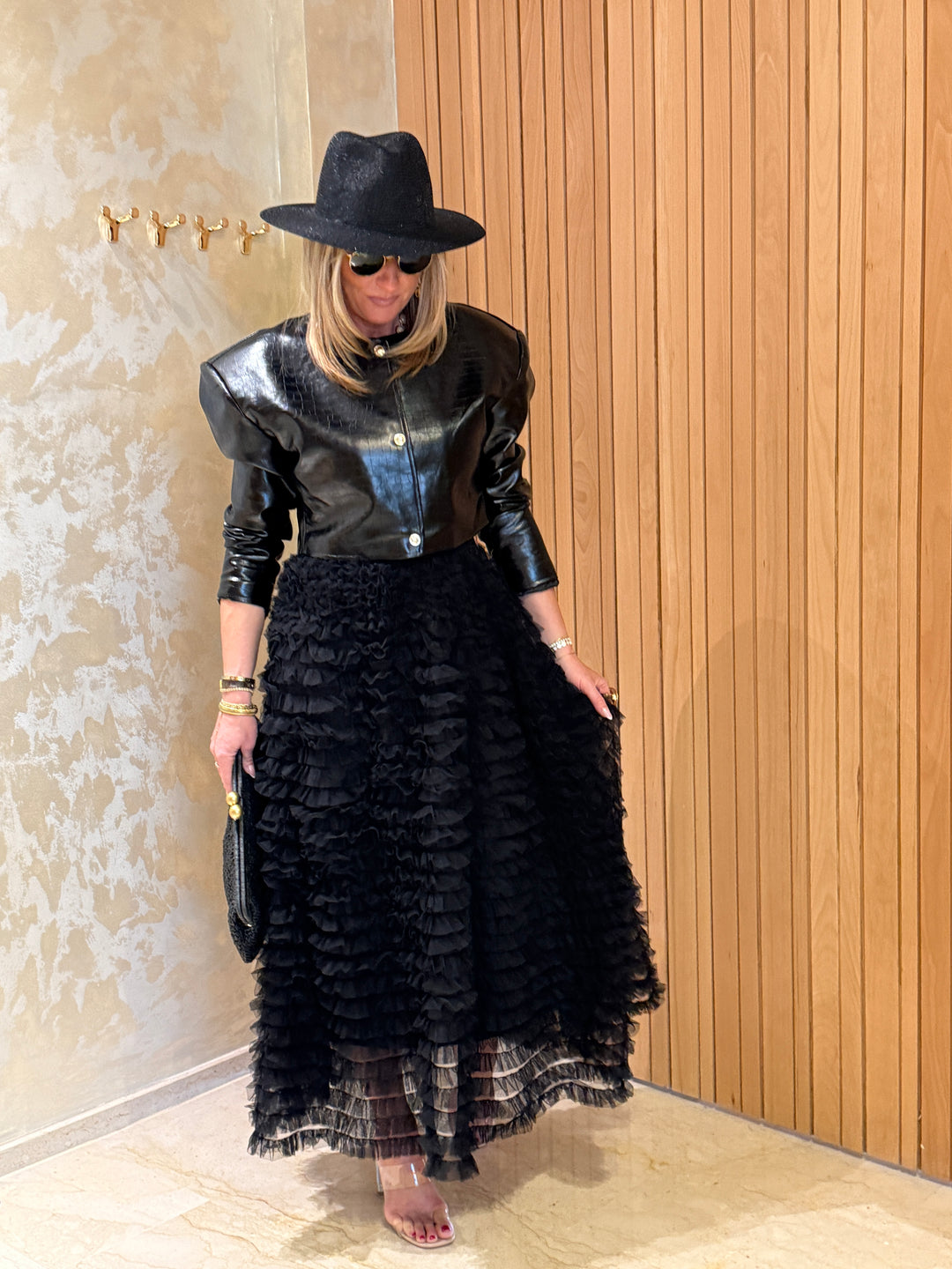 Veste similicuir courte noire 12916