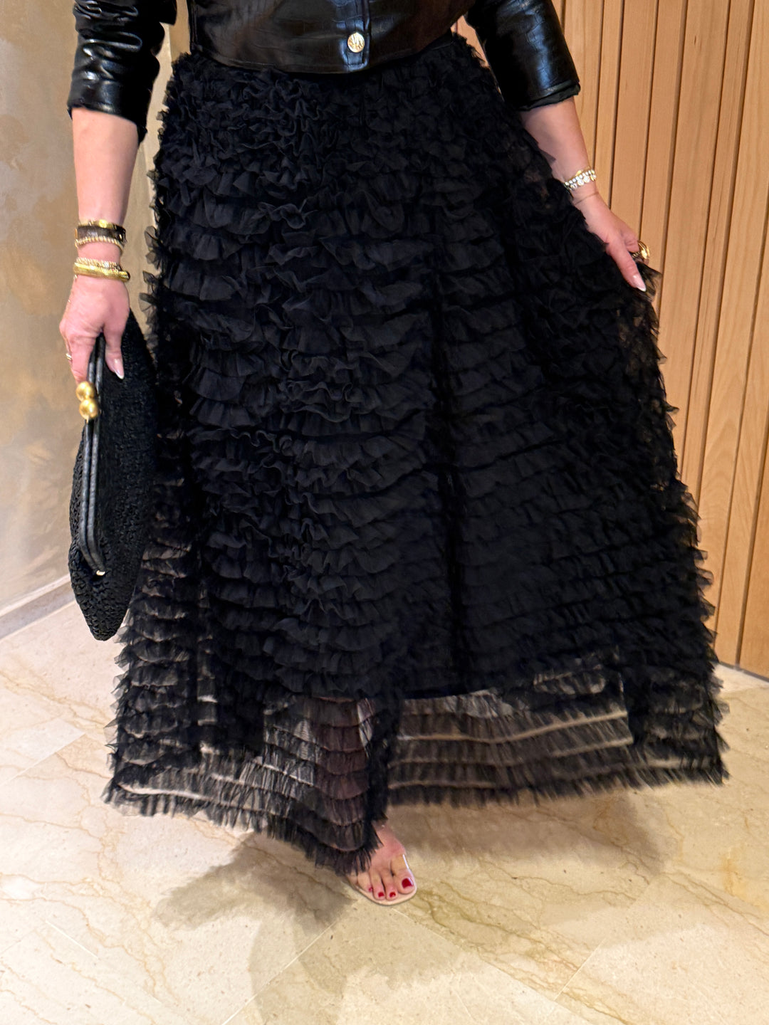 Jupe tutu volant Noir  6228