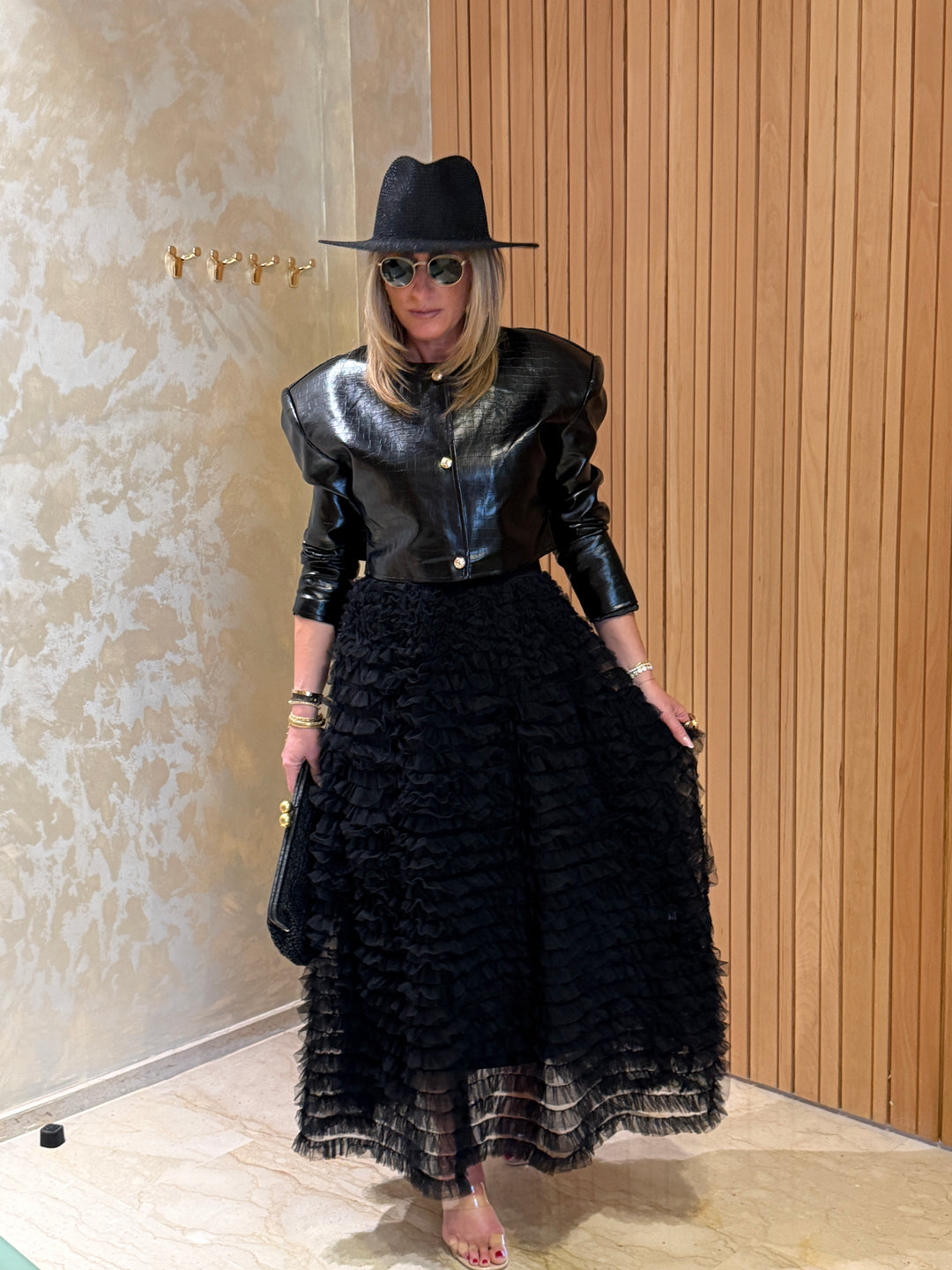 Veste similicuir courte noire 12916