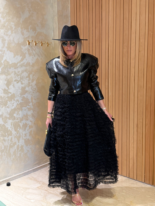 Veste similicuir courte noire 12916