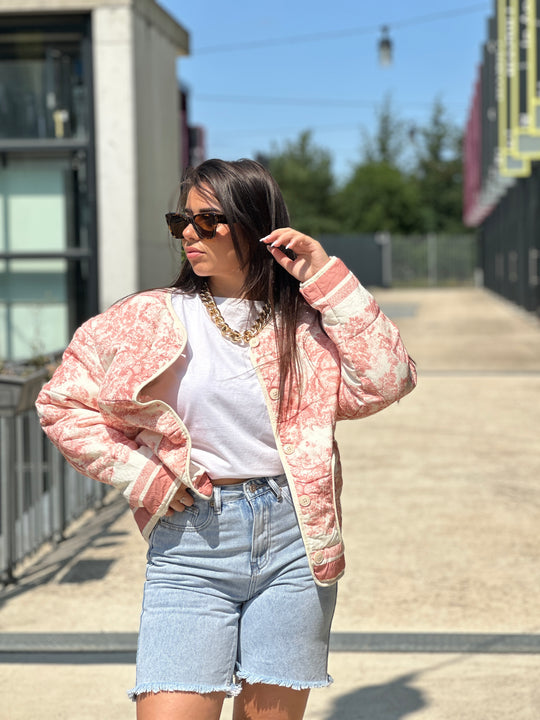 Veste matelassé imprimé Rose 3137