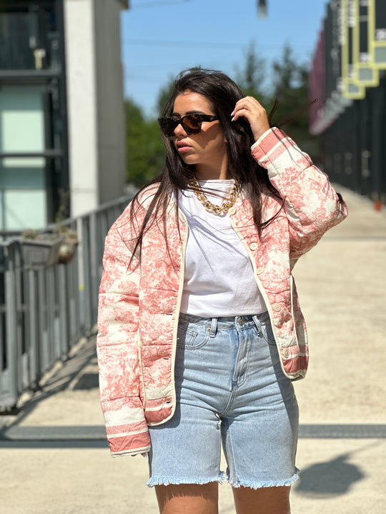 Veste matelassé imprimé Rose 3137