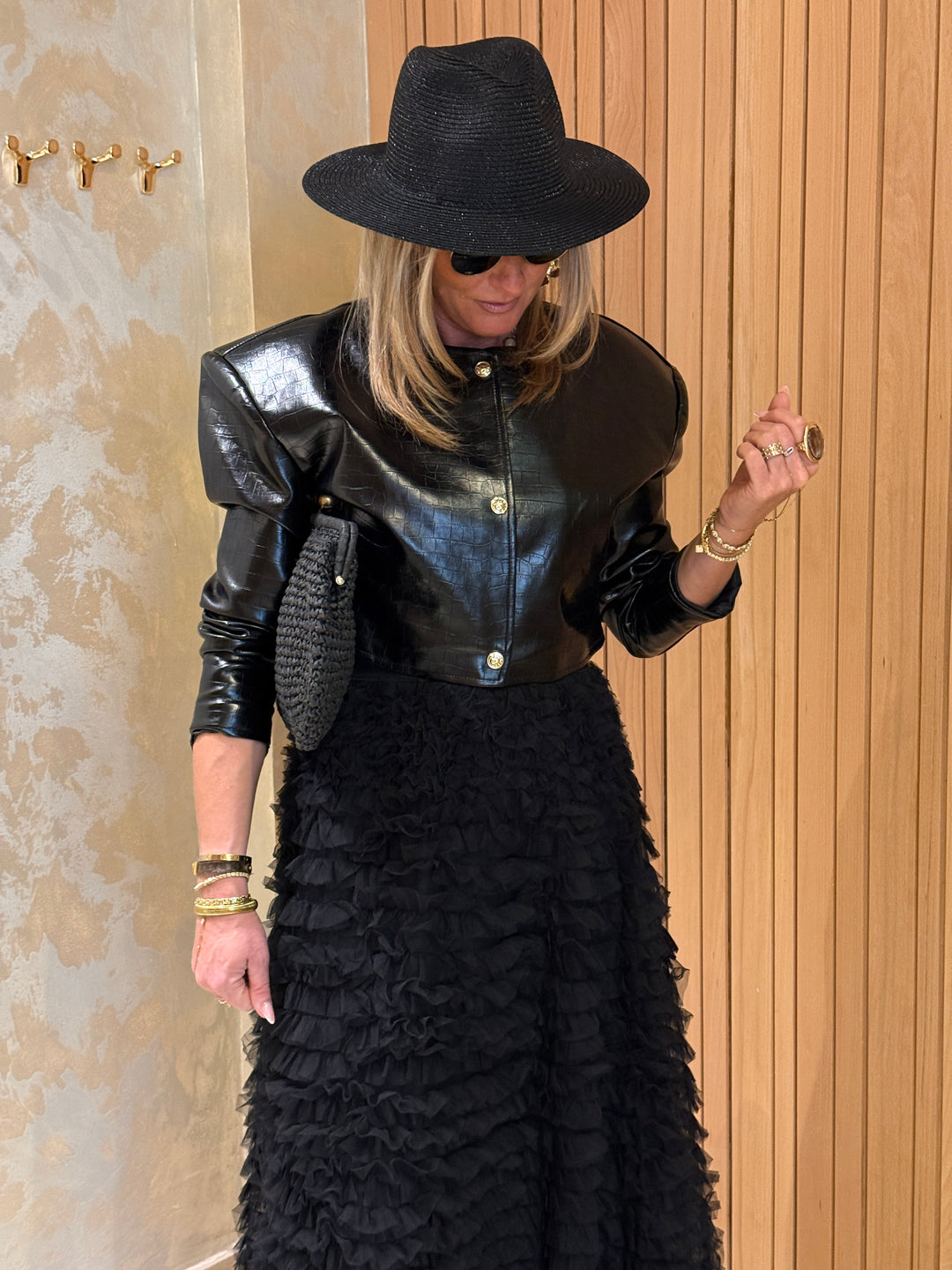 Veste similicuir courte noire 12916