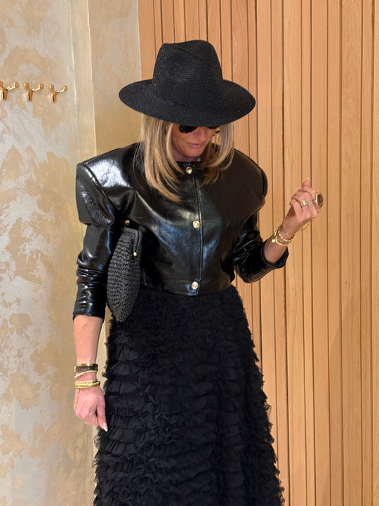 Veste similicuir courte noire 12916