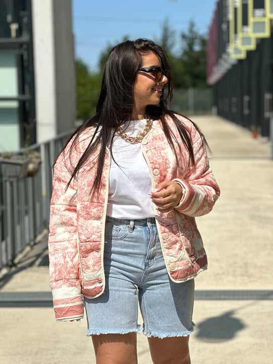 Veste matelassé imprimé Rose 3137
