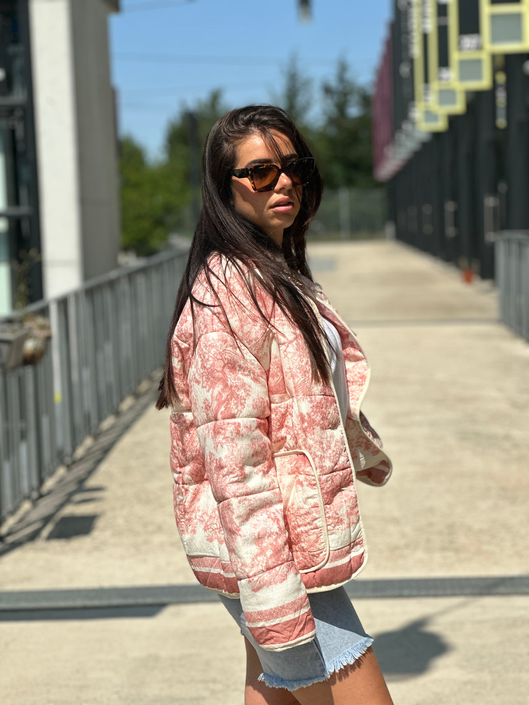 Veste matelassé imprimé Rose 3137