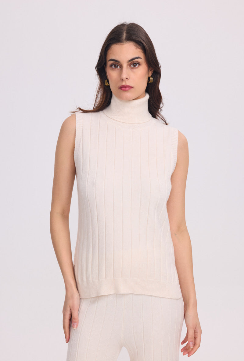 Top maille col roulé 98763 ECRU