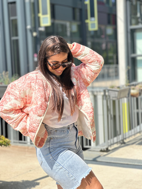 Veste matelassé imprimé Rose 3137