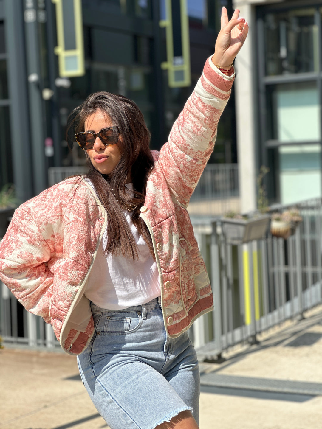 Veste matelassé imprimé Rose 3137