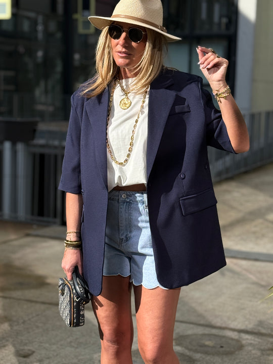 Blazer manches courtes Bleu marine Jucie