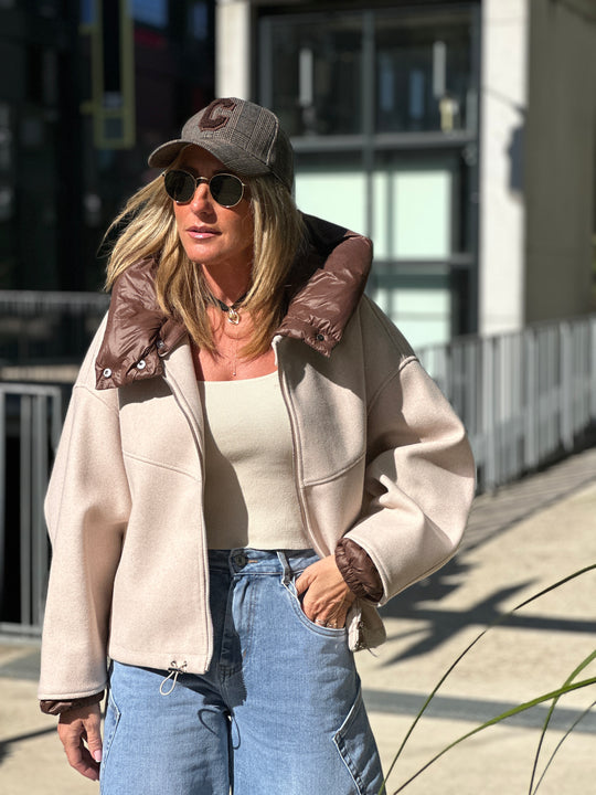 Bomber lainer capuche beige OX9085