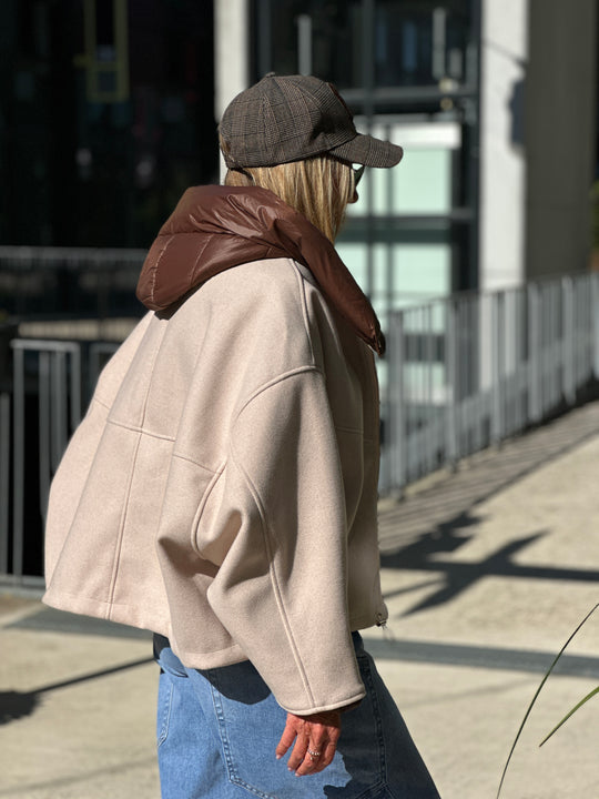 Bomber lainer capuche beige OX9085