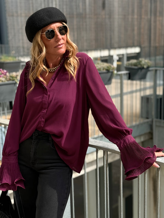 Chemise bohème manches volants Prune PF615